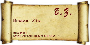 Broser Zia névjegykártya